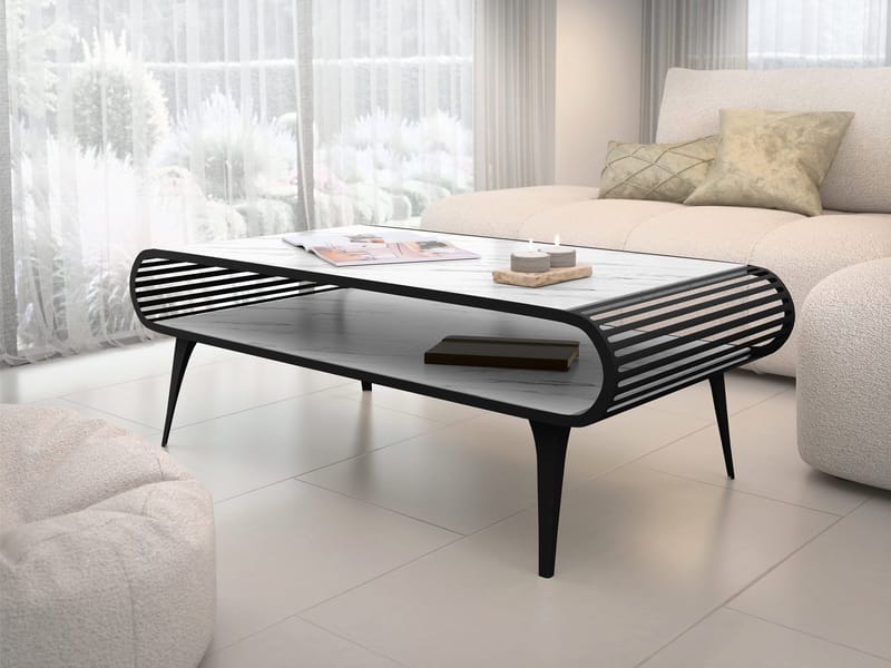 Salvaris Soffbord 120 cm - Svart med vit marmordekor - Möbler - Bord & matgrupper - Soffbord