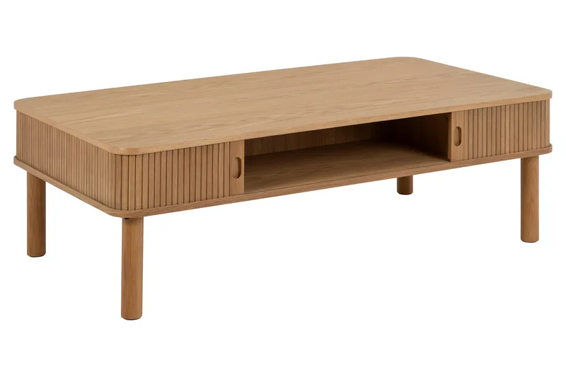 Samay 130x70 cm Rektangulärt Soffbord med Förvaring i Trä, Beige