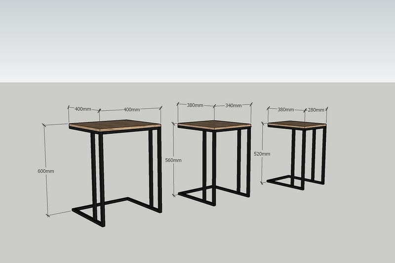 Samhitha Satsbord 3-pack 41 cm - Valnöt|Svart - Möbler - Bord & matgrupper - Soffbord