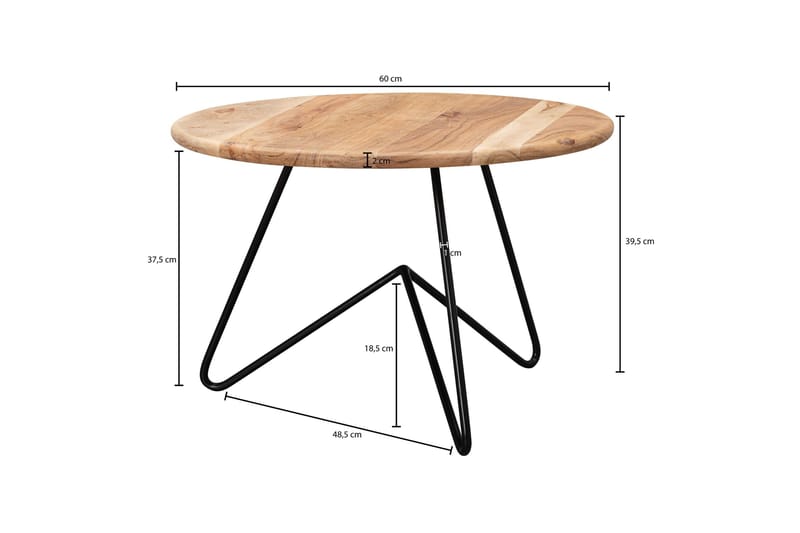 Sampietro Soffbord 60 cm Runt - Akacia/svart - Möbler - Bord & matgrupper - Soffbord