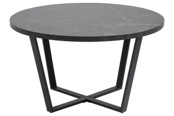 Sansi 77 cm Runt Soffbord i Trä med Marmormönster - Svart - Möbler - Bord & matgrupper - Soffbord