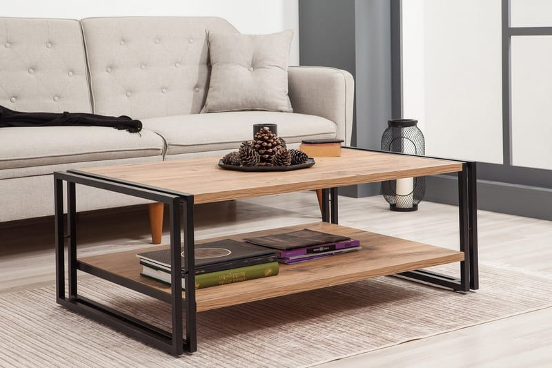 Sapphira Soffbord 110 cm med Förvaring Hylla - Trä/Svart - Möbler - Bord & matgrupper - Soffbord