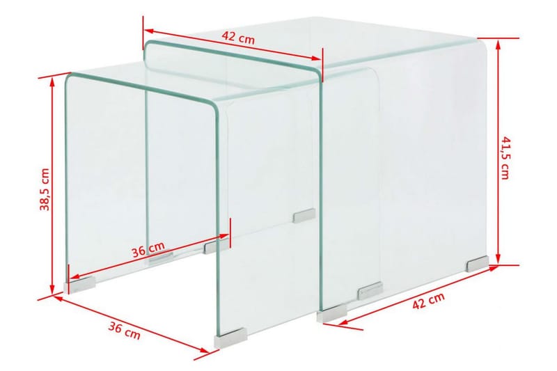 Satsbord 2 st bord härdat klarglas - Transparent - Möbler - Bord & matgrupper - Soffbord