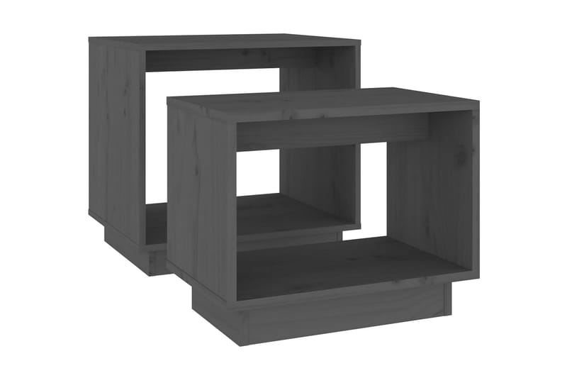 Satsbord 2 st grå massiv furu - Grå - Soffbord - Satsbord
