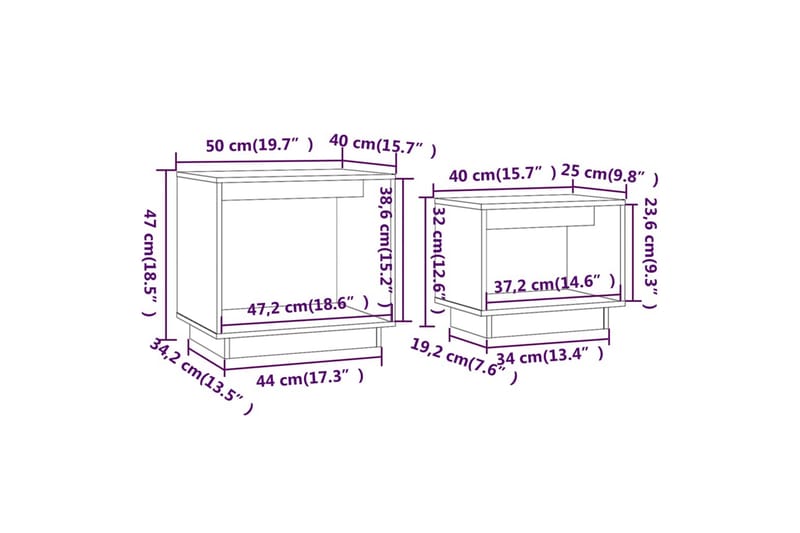 Satsbord 2 st vit massiv furu - Vit - Soffbord - Satsbord