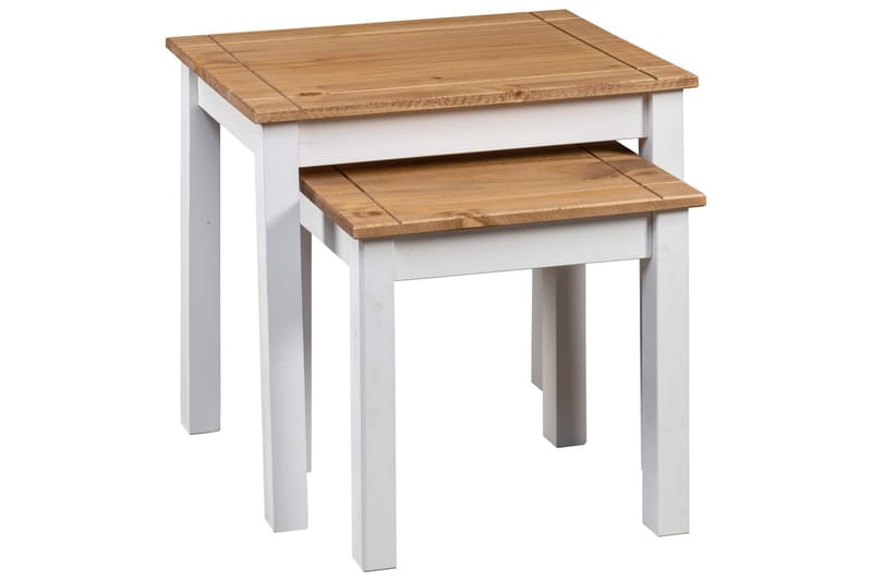 Satsbord 2 st vit massiv furu panama - Vit - Möbler - Bord & matgrupper - Soffbord
