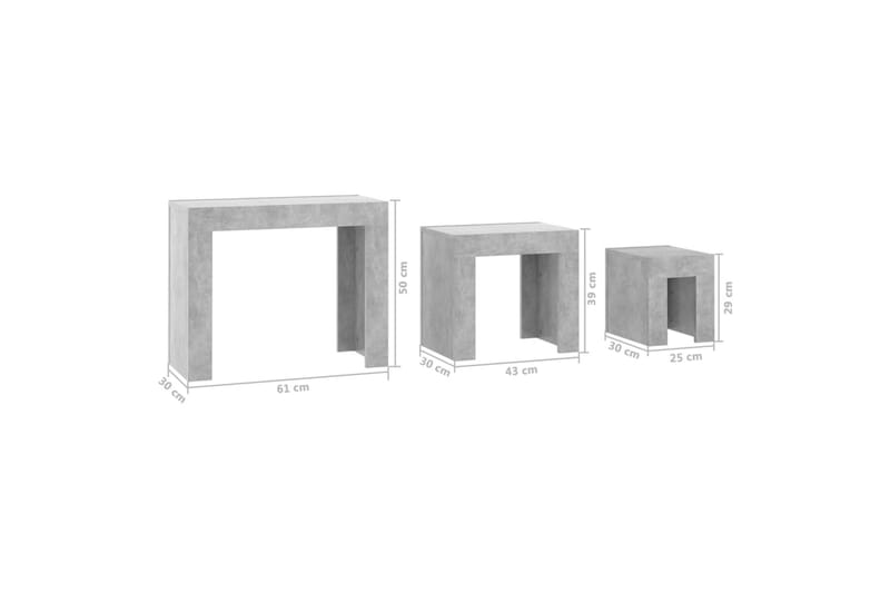 Satsbord 3 st betonggrå spånskiva - Grå - Soffbord - Satsbord