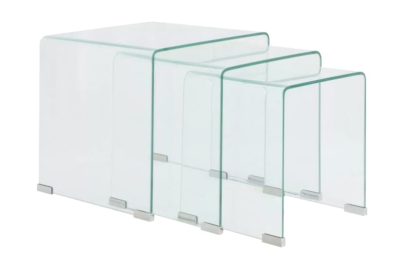 Satsbord 3 st bord härdat klarglas - Transparent - Soffbord