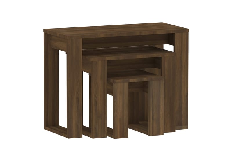 Satsbord 3 st brun ek konstruerat trä - Brun - Soffbord - Satsbord