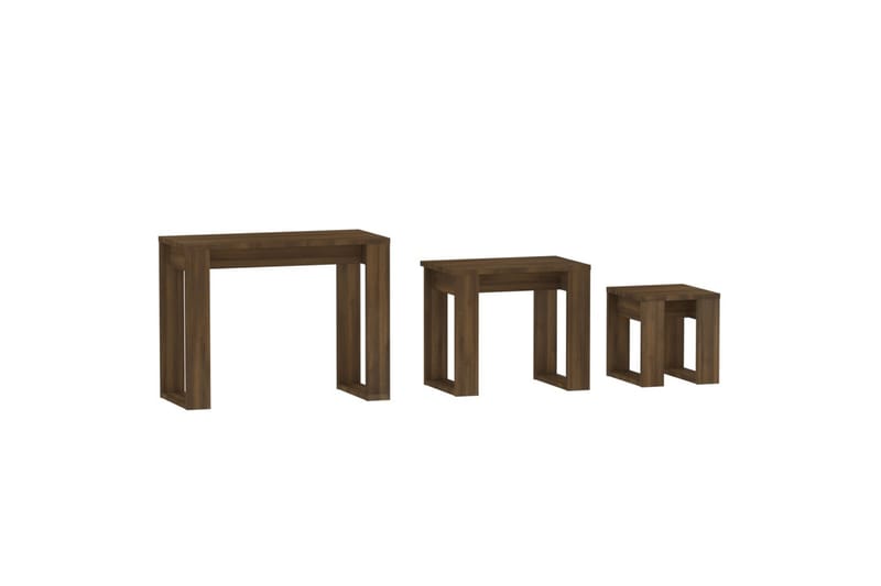 Satsbord 3 st brun ek konstruerat trä - Brun - Soffbord - Satsbord