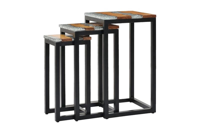 Satsbord 3 st massiv teak och polyresin - Brun - Möbler - Bord & matgrupper - Soffbord