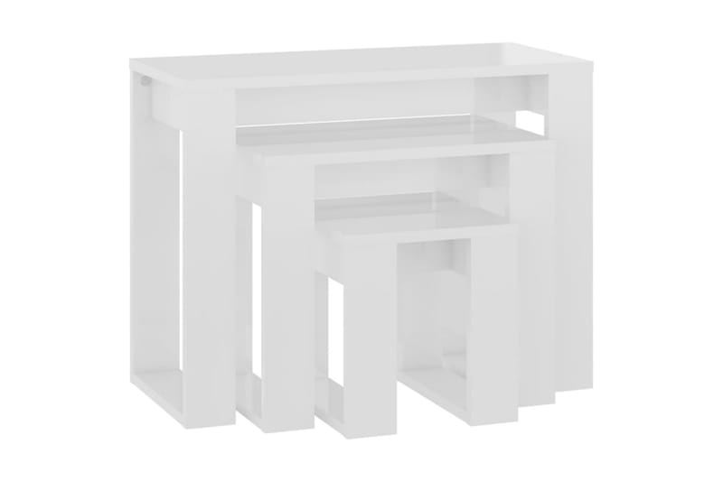 Satsbord 3 st vit högglans spånskiva - Vit - Soffbord - Satsbord