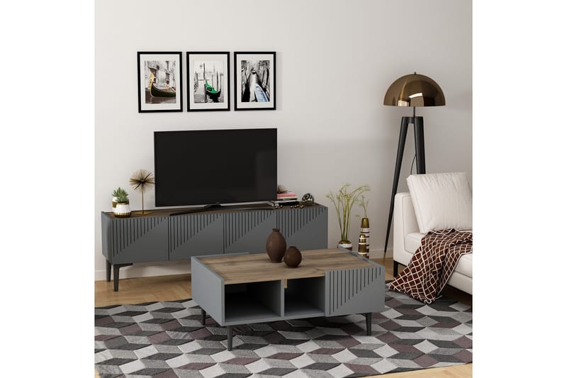 Satsbord 94 cm - Antracit/Valnöt - Möbler - Bord & matgrupper - Soffbord