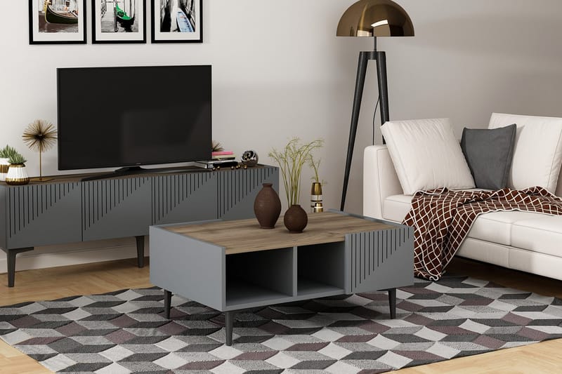 Satsbord 94 cm - Antracit/Valnöt - Möbler - Bord & matgrupper - Soffbord