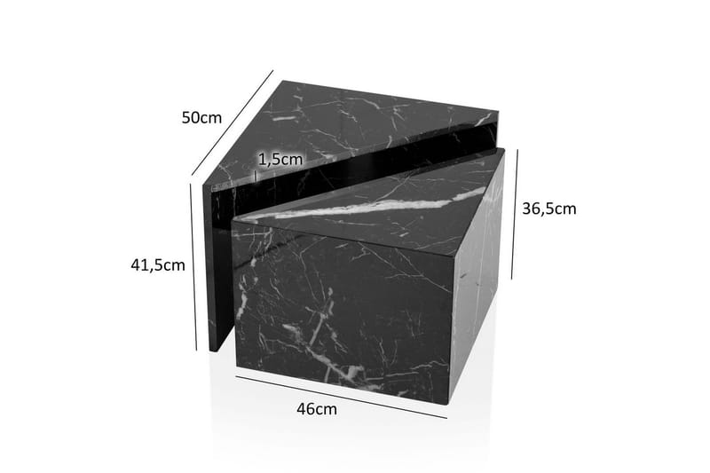 Satsbord Wohnling Set om 2 MONOBLOC högglans triangulär, modern stil Marmor, Svart - Marmor, Svart - Möbler - Bord & matgrupper - Soffbord