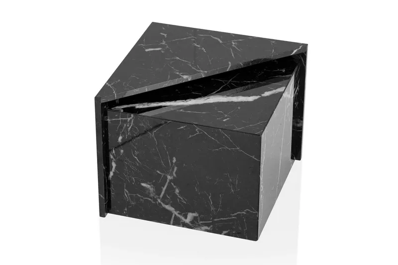 Satsbord Wohnling Set om 2 MONOBLOC högglans triangulär, modern stil Marmor, Svart, Marmor, Svart