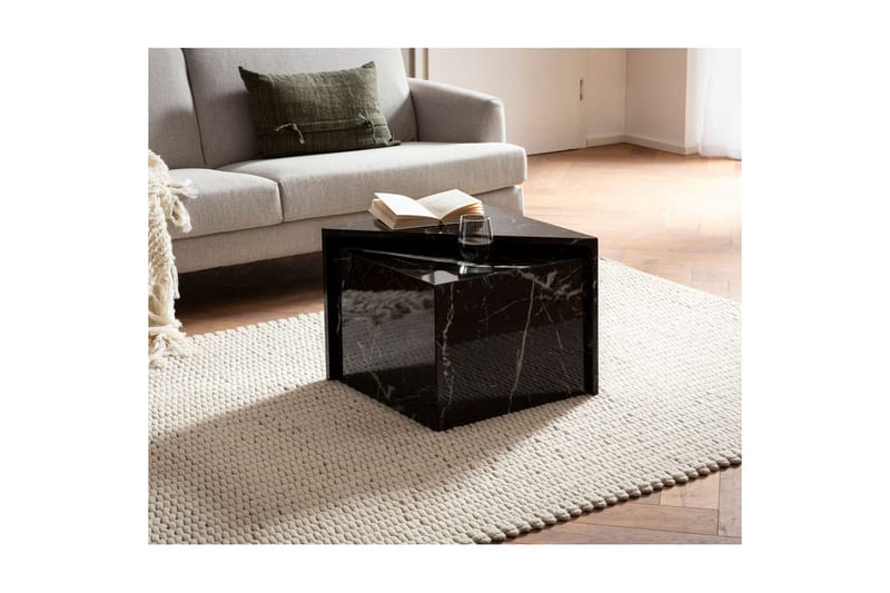 Satsbord Wohnling Set om 2 MONOBLOC högglans triangulär, modern stil Marmor, Svart - Marmor, Svart - Möbler - Bord & matgrupper - Soffbord - Kistbord