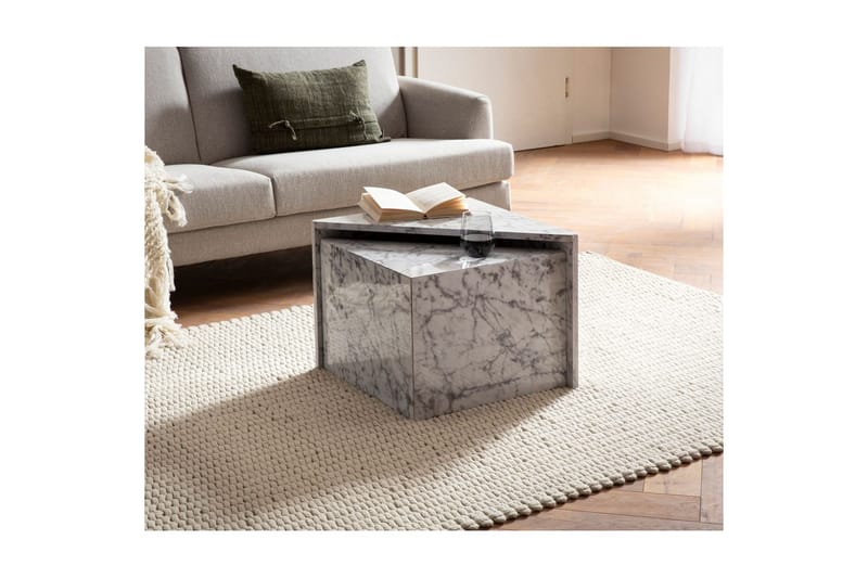 Satsbord Wohnling Set om 2 MONOBLOC högglans triangulär, modern stil Marmor, Vit - Marmor, Vit - Möbler - Bord & matgrupper - Soffbord - Kistbord