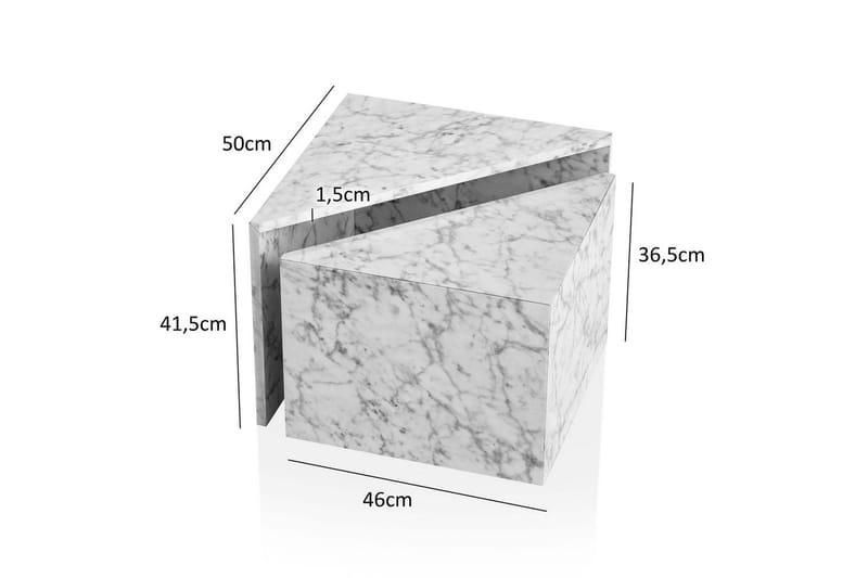 Satsbord Wohnling Set om 2 MONOBLOC högglans triangulär, modern stil Marmor, Vit - Marmor, Vit - Möbler - Bord & matgrupper - Soffbord - Kistbord