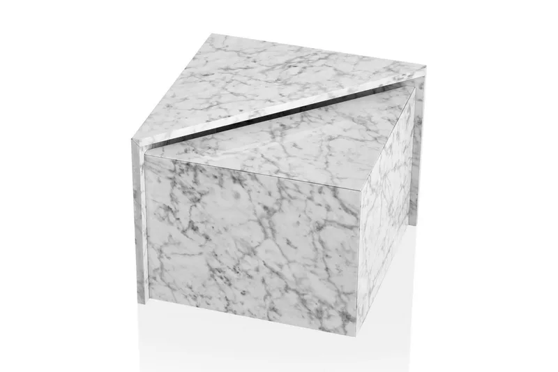 Satsbord Wohnling Set om 2 MONOBLOC högglans triangulär, modern stil Marmor, Vit - Marmor, Vit - Möbler - Bord & matgrupper - Soffbord