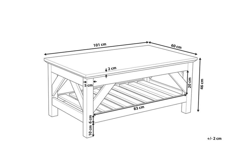 Savanha Soffbord 101 cm med Förvaring Hylla - Ljusbrun/Vit - Soffbord