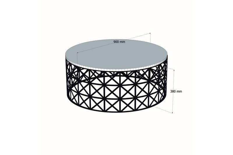 Schammel Soffbord 90 cm Runt Marmormönster - Vit/Svart - Soffbord