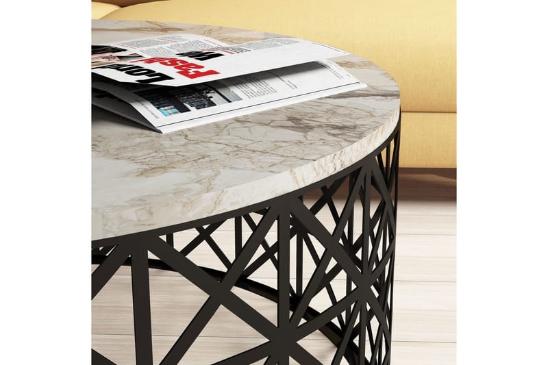 Schammel Soffbord 90 cm Runt Marmormönster - Vit/Svart - Möbler - Bord & matgrupper - Soffbord