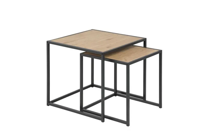 Seaford Kvadratiskt Satsbord 50 cm i Trä med Metallstativ - Träfärgad - Möbler - Bord & matgrupper - Soffbord