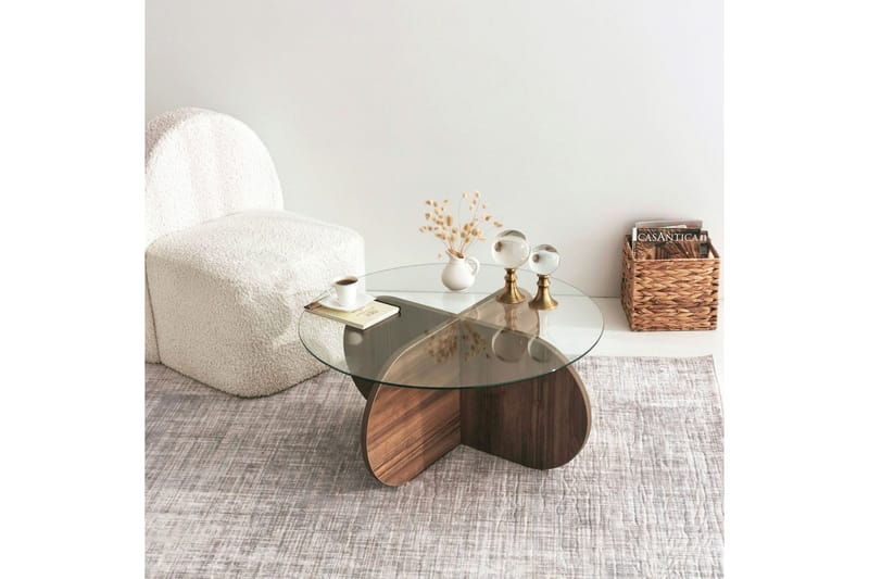 Selenel Soffbord 75x35x75 cm Runt - Brun - Möbler - Bord & matgrupper - Soffbord