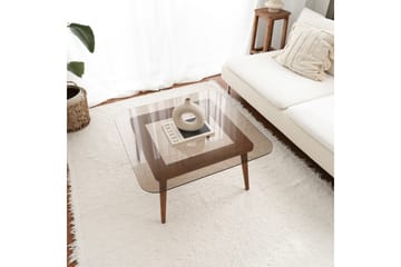 Selter Kvadratiskt Soffbord 80 cm i Glas med Träben - Brun - Möbler - Bord & matgrupper - Soffbord