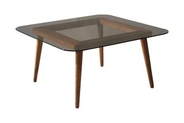 Selter Kvadratiskt Soffbord 80 cm i Glas med Träben - Brun - Möbler - Bord & matgrupper - Soffbord