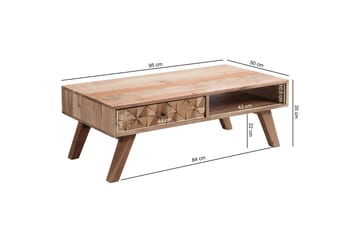 Seufert 95 cm Rektangulärt Soffbord med Lådor i Ljust Trä - Natur - Möbler - Bord & matgrupper - Soffbord