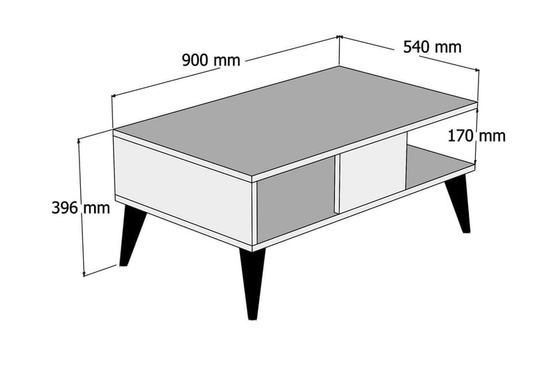 Sharod Soffbord 90 cm med Förvaring Hylla Marmormönster - Valnötsbrun/Svart - Soffbord