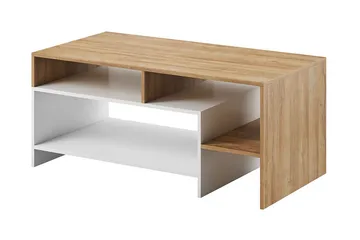 Shirley Soffbord 120 cm med Förvaring Hyllor - Vit/Ekfärg - Möbler - Bord & matgrupper - Soffbord