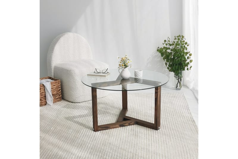 Sibas Soffbord 75 cm Runt - Valnöt/Glas - Möbler - Bord & matgrupper - Soffbord