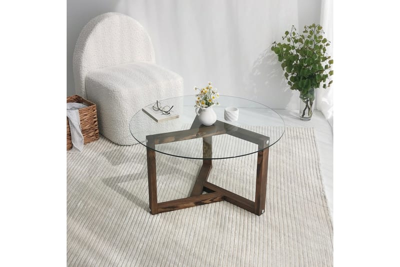Sibas Soffbord 75 cm Runt - Valnöt/Glas - Möbler - Bord & matgrupper - Soffbord