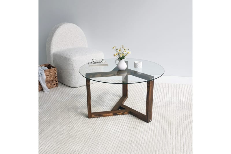 Sibas Soffbord 75 cm Runt - Valnöt/Glas - Möbler - Bord & matgrupper - Soffbord