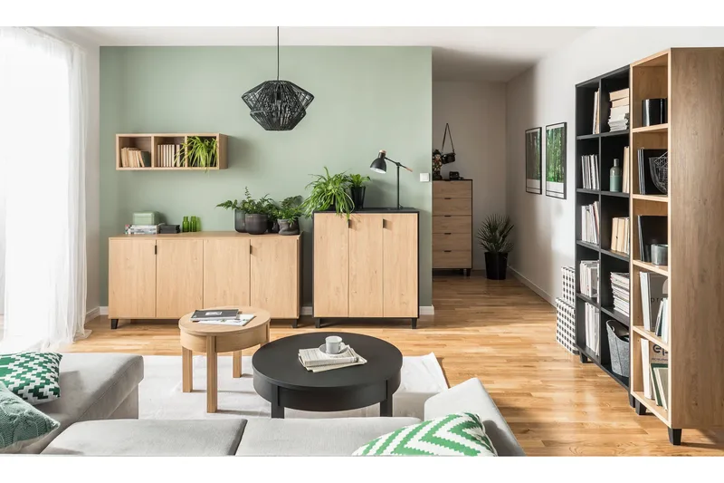 Simple Soffbord 54 cm Runt med Förvaring Lådor Natur - VOX - Möbler - Bord & matgrupper - Soffbord