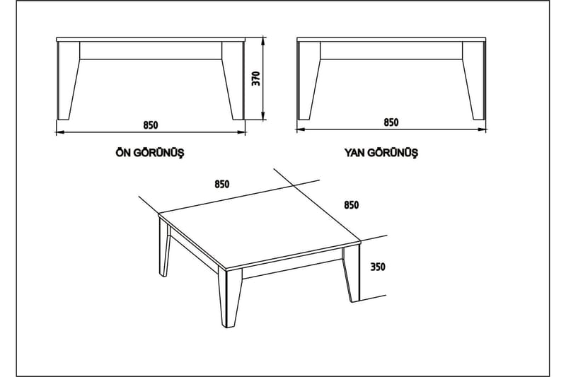 Sincerely Soffbord 85 cm Marmormönster - Svart/Valnötsbrun - Soffbord