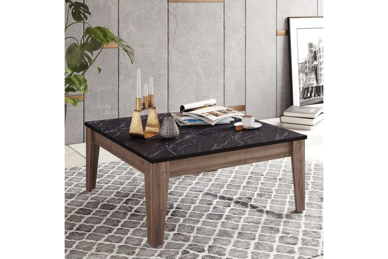 Sincerely Soffbord 85 cm Marmormönster - Svart/Valnötsbrun - Möbler - Bord & matgrupper - Soffbord