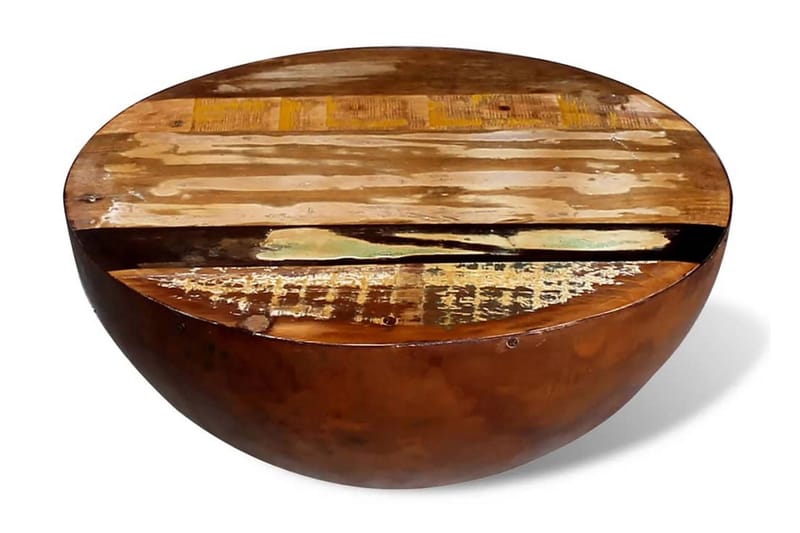 Soffbord skålformad med stålbas massivt återvunnet trä - Brun - Soffbord