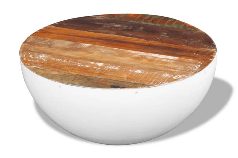 Skålformat soffbord återvunnet massivt trä 60x60x30 cm - Vit - Möbler - Bord & matgrupper - Soffbord