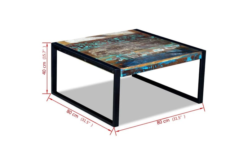 Soffbord återvunnet massivt trä 80x80x40 cm - Flerfärgad - Möbler - Bord & matgrupper - Soffbord