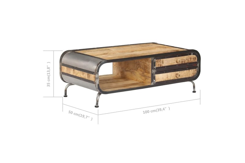 Soffbord 100x50x35 cm massivt mangoträ - Brun - Möbler - Bord & matgrupper - Soffbord