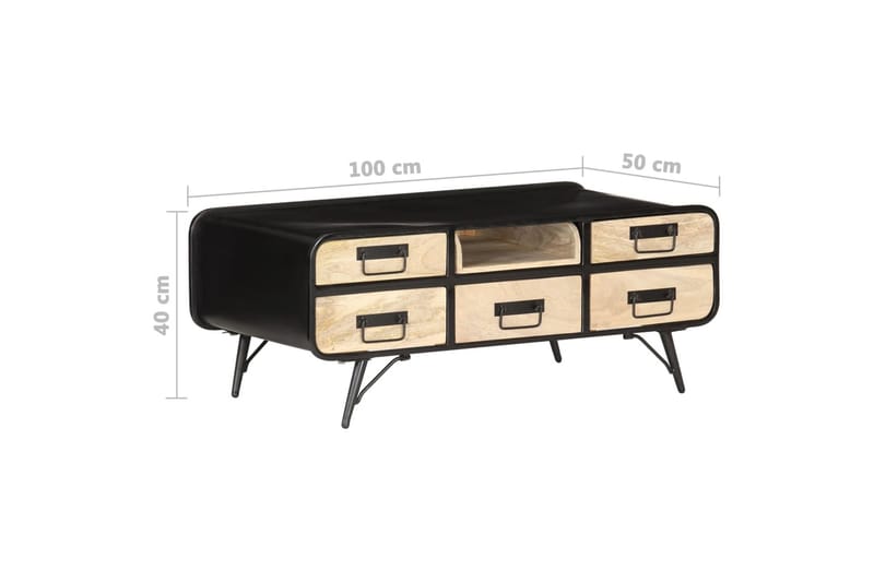 Soffbord 100x50x40 cm massivt mangoträ - Svart - Möbler - Bord & matgrupper - Soffbord