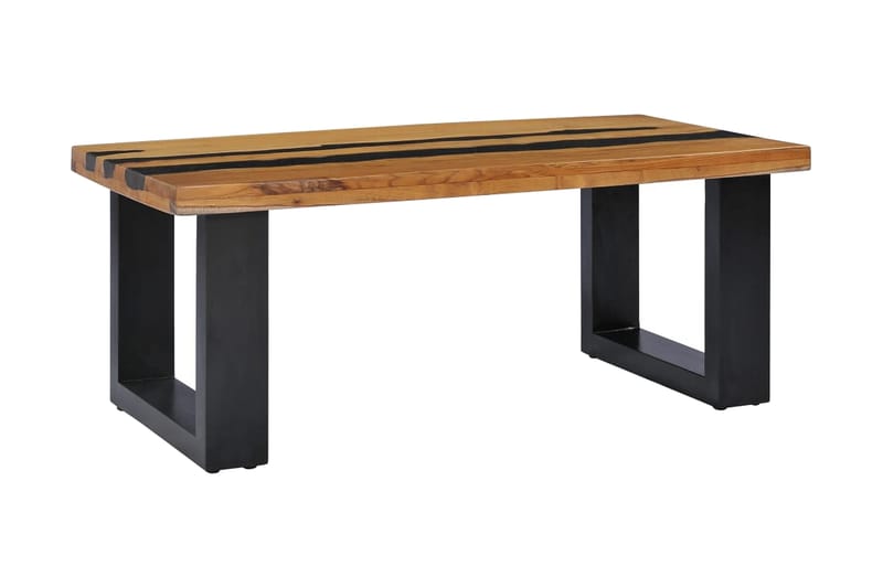 Soffbord 100x50x40 cm massivt teakträ och lavasten - Flerfärgad - Soffbord
