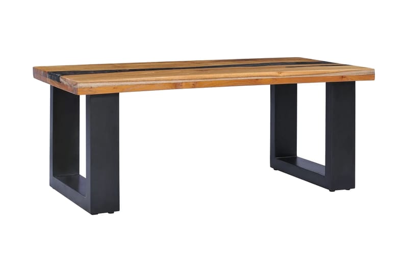 Soffbord 100x50x40 cm massivt teakträ och polyresin - Flerfärgad - Soffbord