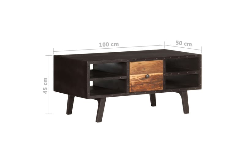 Soffbord 100x50x45 cm massivt återvunnet trä - Svart - Möbler - Bord & matgrupper - Soffbord