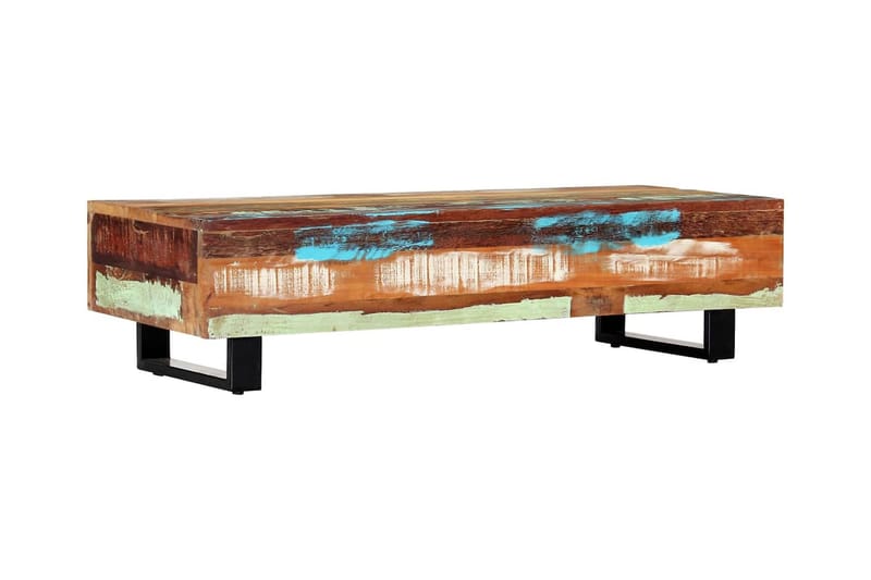 Soffbord 120x50x30 cm massivt återvunnet trä och stål - Brun - Soffbord