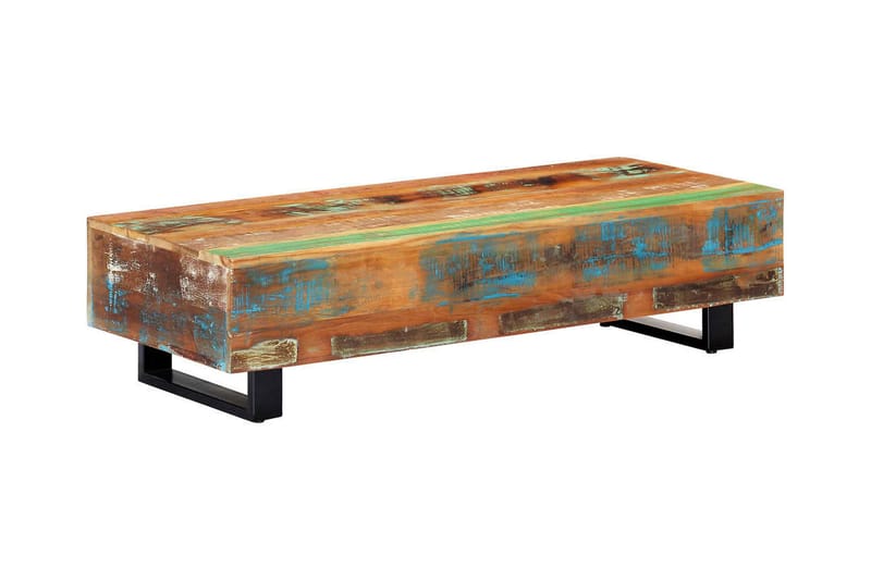 Soffbord 120x50x30 cm massivt återvunnet trä och stål - Brun - Soffbord
